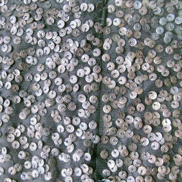 GRYPHON NEW YORK BLACK PEWTER GRAY METAL SEQUIN MESH OVERLAY MINISKIRT XS - Picture 4 of 4